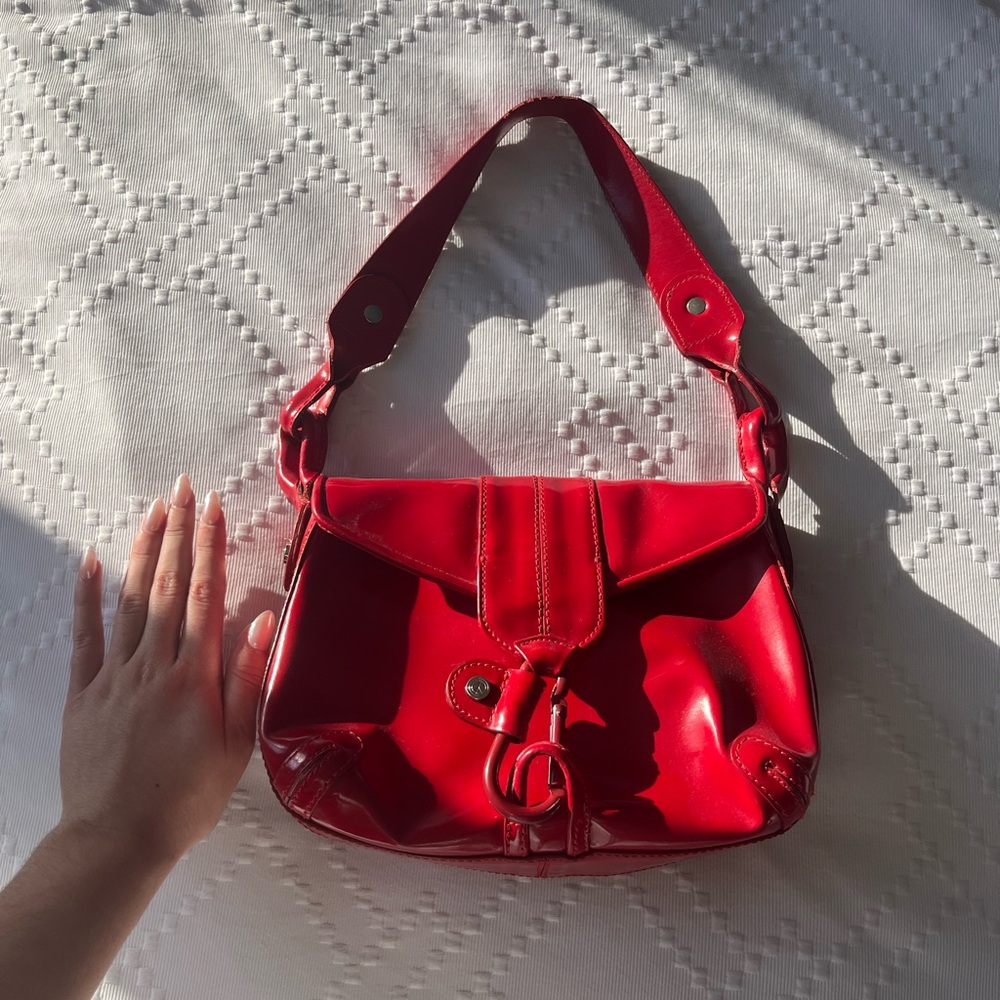 Donald J. Pliner Red Leather Shoulder Bag - Picture 6 of 7